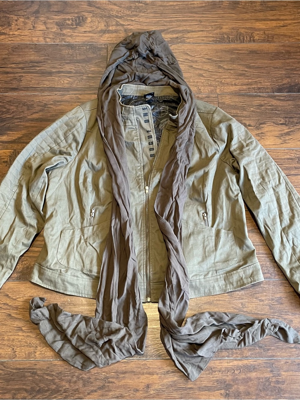 Star Wars Olive Green Utility Jacket with Brown Scarf Hood